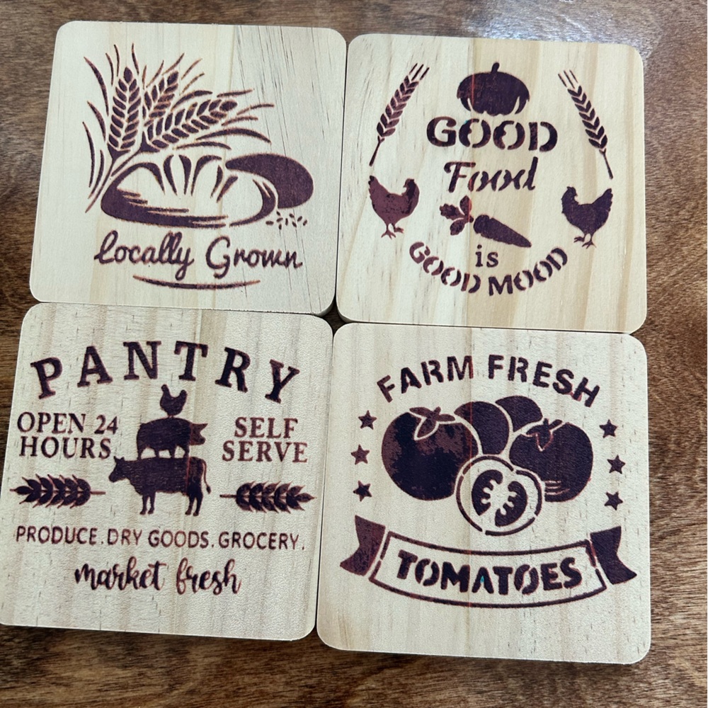 Handcrafted Rustic Wooden Coasters Set